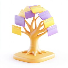 Fototapete - A stylized representation of a tree with colorful file folders as leaves, showcasing a creative concept of organization.