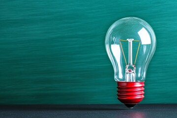Poster - Education concept image Creative idea and innovation Light bulb as metaphor over blackboard