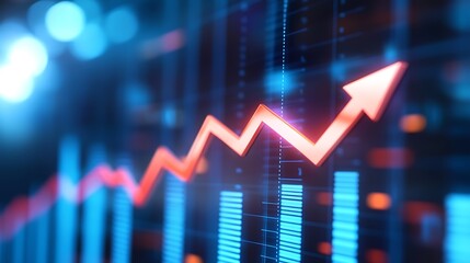 Financial Growth with Stacked Coins and Upward Arrow, A stack of coins with an upward trending arrow symbolizing financial growth