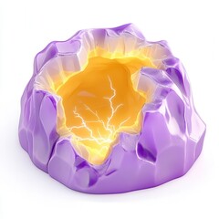 Poster - A vibrant 3D render of a purple rock with a glowing yellow core and lightning effects inside.
