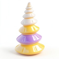 Poster - A colorful stack of modern, abstract shells in varying sizes and colors, creating a visually striking 3D effect.