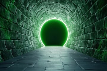 Poster - Exploring an enigmatic light at the end of a dark tunnel mythical location cinematic imagery mysterious environment perspective concept