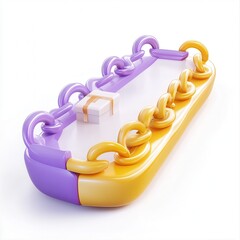 Poster - A colorful 3D model featuring chains and a small package displayed on a flat surface.