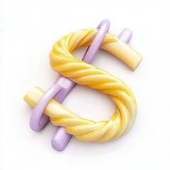 Fototapete - A colorful 3D representation of a dollar sign intertwined with twisted ropes.