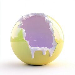 Poster - A glossy spherical object with a dripping edge, showcasing a gradient of yellow and purple tones inside.