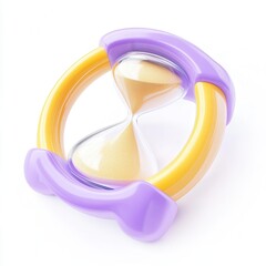 Poster - A colorful hourglass with a sand timer, featuring a purple and yellow design.