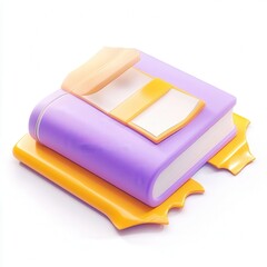 Fototapete - A stylized book with colorful covers and pages, resting on a flat surface, showcasing a modern and playful design.