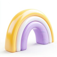 Fototapete - A colorful 3D model of a rainbow with smooth, glossy surfaces in yellow, white, and purple shades.