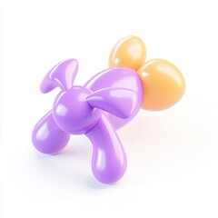 Poster - A playful balloon dog sculpture in purple and orange colors, showcasing a whimsical design.