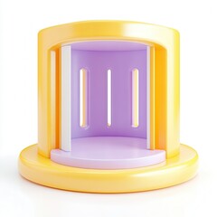 Poster - A vibrant 3D rendered geometric display with yellow and purple colors designed for modern aesthetics.