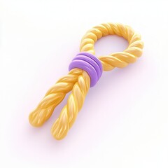 Poster - A 3D render of a twisted rope-like structure with a purple band holding it together, showcasing a vibrant design.