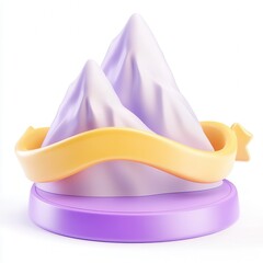 Fototapete - A colorful 3D model of mountains wrapped with a ribbon in pastel shades.