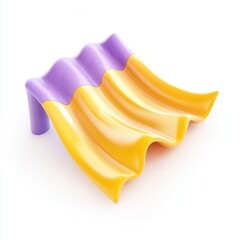 Poster - Stylish wavy 3D design with purple and yellow colors, resembling a decorative object or fabric.