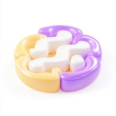 Fototapete - A colorful 3D abstract design made of curved shapes in pastel shades arranged in a circular form.