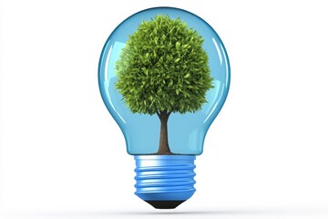Poster - Conceptual image depicting a light bulb with a small tree growing inside symbolizing sustainable energy renewable resources and the potential for environmental growth and innovation