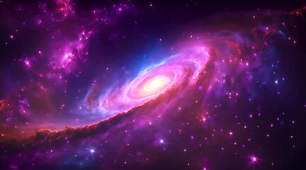 Amazingly colorful galaxy in outer space, swirling with vibrant hues of pink, blue, and gold