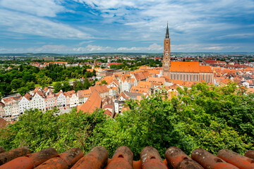 Wall Mural - Landshut, Germany. View from the castle