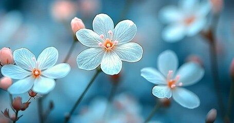 Aufkleber - Close-up shot of white flowers with blurred background, showing a beautiful composition. The shot focuses on the flowers and the environment. The image is full of life. The focus is on the flowers