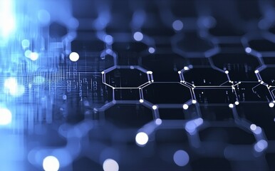 Poster - A molecular sci-fi themed background showcasing an abstract hexagonal design that embodies scientific and technological innovation