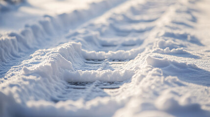Aufkleber - wooden path covered in snow on a bright winter day