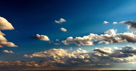 Poster - Bright blue sky with dramatic clouds and sunlight with a sense of wonder
