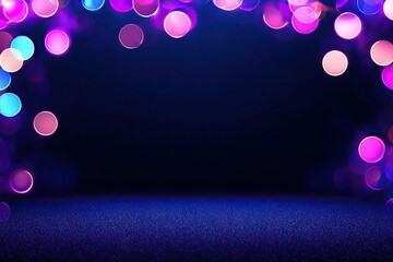 Wall Mural - Abstract dark blue background with bokeh lights and glitter texture, ideal for product display or design.