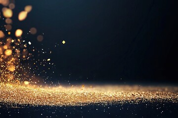 Wall Mural - Dark background with golden glitter and bokeh lights, ideal for luxury or festive designs.