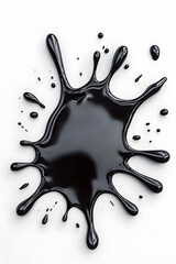 Wall Mural - Black Paint drip splatter, liquid stain fluid ink droplet isolated on white background.
