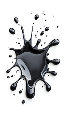Wall Mural - Black Paint drip splatter, liquid stain fluid ink droplet isolated on white background.