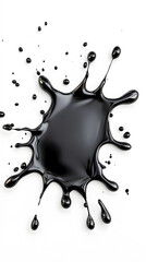 Wall Mural - Black Paint drip splatter, liquid stain fluid ink droplet isolated on white background.