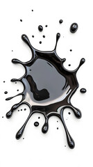 Wall Mural - Black Paint drip splatter, liquid stain fluid ink droplet isolated on white background.