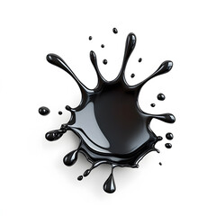 Wall Mural - Black Paint drip splatter, liquid stain fluid ink droplet isolated on white background.
