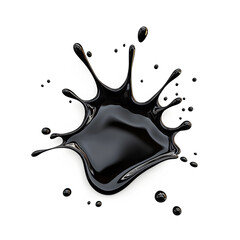 Wall Mural - Black Paint drip splatter, liquid stain fluid ink droplet isolated on white background.