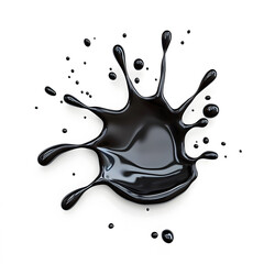 Wall Mural - Black Paint drip splatter, liquid stain fluid ink droplet isolated on white background.