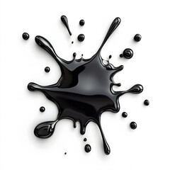 Wall Mural - Black Paint drip splatter, liquid stain fluid ink droplet isolated on white background.
