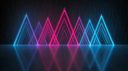 Poster - A vibrant, neon-lit sci-fi scene with a retro aesthetic from the 80s, set against a black backdrop and featuring colorful lens flares, ideal for designing eye-catching banners that promote