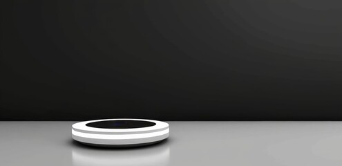Poster - A glowing white neon round portal with a futuristic look, built using silver metal often associated with the sci-fi genre