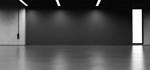 Poster - A 3D rendering of a futuristic underground corridor with a modern background, resembling a spaceship, sci-fi concrete, rough cement garage, tunnel, warehouse, and showroom
