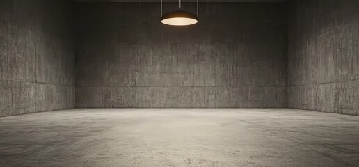 Poster - This 3D rendering depicts a futuristic and modern underground background with a spaceship, sci-fi, concrete, rough cement, garage, tunnel, corridor, warehouse, and showroom setting