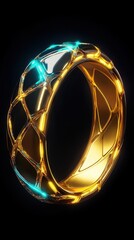 Poster - Golden Abstract Ring with Geometric Design