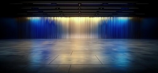 Poster - A futuristic and modern underground garage with a sci-fi theme, featuring concrete, grunge, and asphalt elements, is showcased in a realistic 3D rendering background