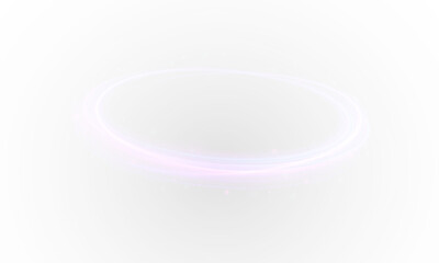 Poster - Luminous Circular Light Trail Hovering in a Foggy White Space, Radiating Elegance and Mystery with a Futuristic Glow, Representing Cosmic Motion and Timeless Energy Flow