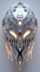 Poster - Intricate Metallic Robot Head with Glowing Details