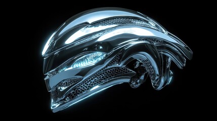 Poster - Futuristic Chrome Helmet Design Concept Art