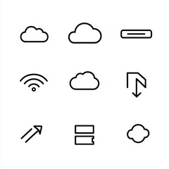Poster - a collection of icons for data transfer and file exchange is provided, with each line featuring an e