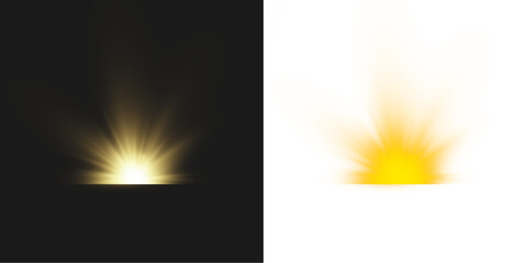 Wall Mural - golden spotlight png, realistic stage light beam with glowing rays on black and white background, dr