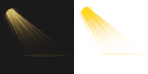 Wall Mural - yellow light beam png, warm golden spotlight with soft glow and radiating rays, theater and stage li