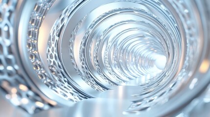Poster - Abstract swirling metallic tunnel design