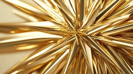 Canvas Print - Abstract Golden Spikes Converging Design