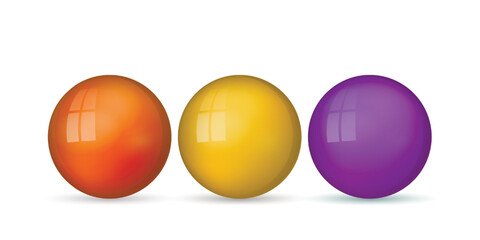 Wall Mural - set with glass colorful balls. glossy realistic ball, 3d abstract vector illustration highlighted on